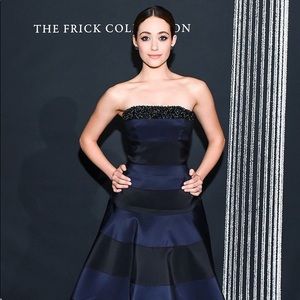 Carolina Herrera navy striped ball gown $10890